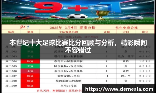 本世纪十大足球比赛比分回顾与分析，精彩瞬间不容错过