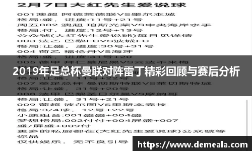 2019年足总杯曼联对阵雷丁精彩回顾与赛后分析